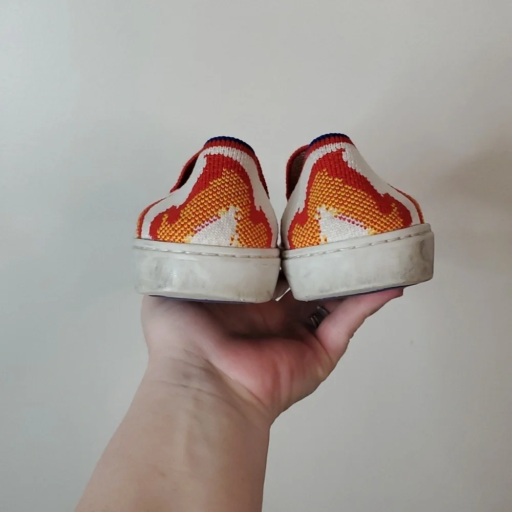 Rothy's Kids Flame Graphic Flats Size K3 White